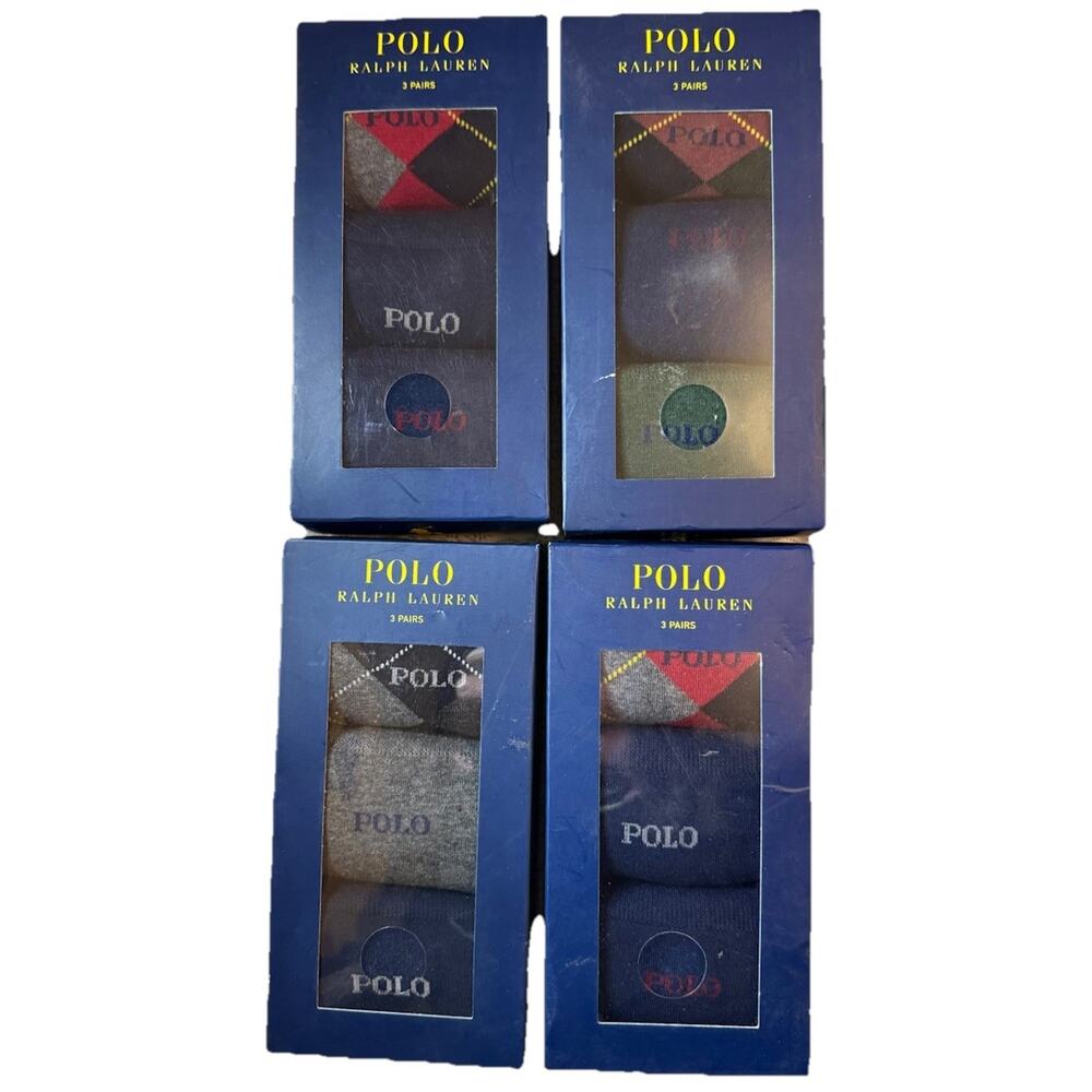5x Polo Ralph Lauren Socks (3 Pairs) Gift Box - Sock Size 10-13 (Multi-Color)